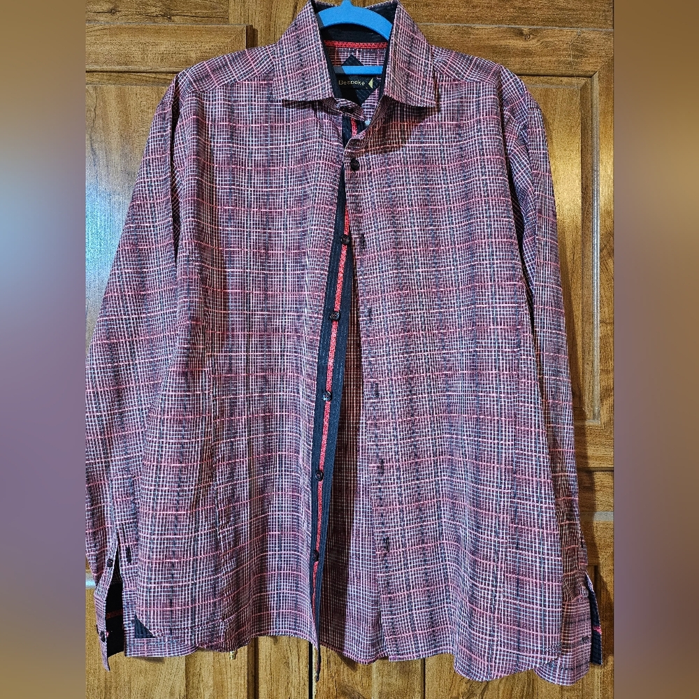 Bespoke Shirt Mens Long Sleeve‎ Button Up Blue/red/pink Large